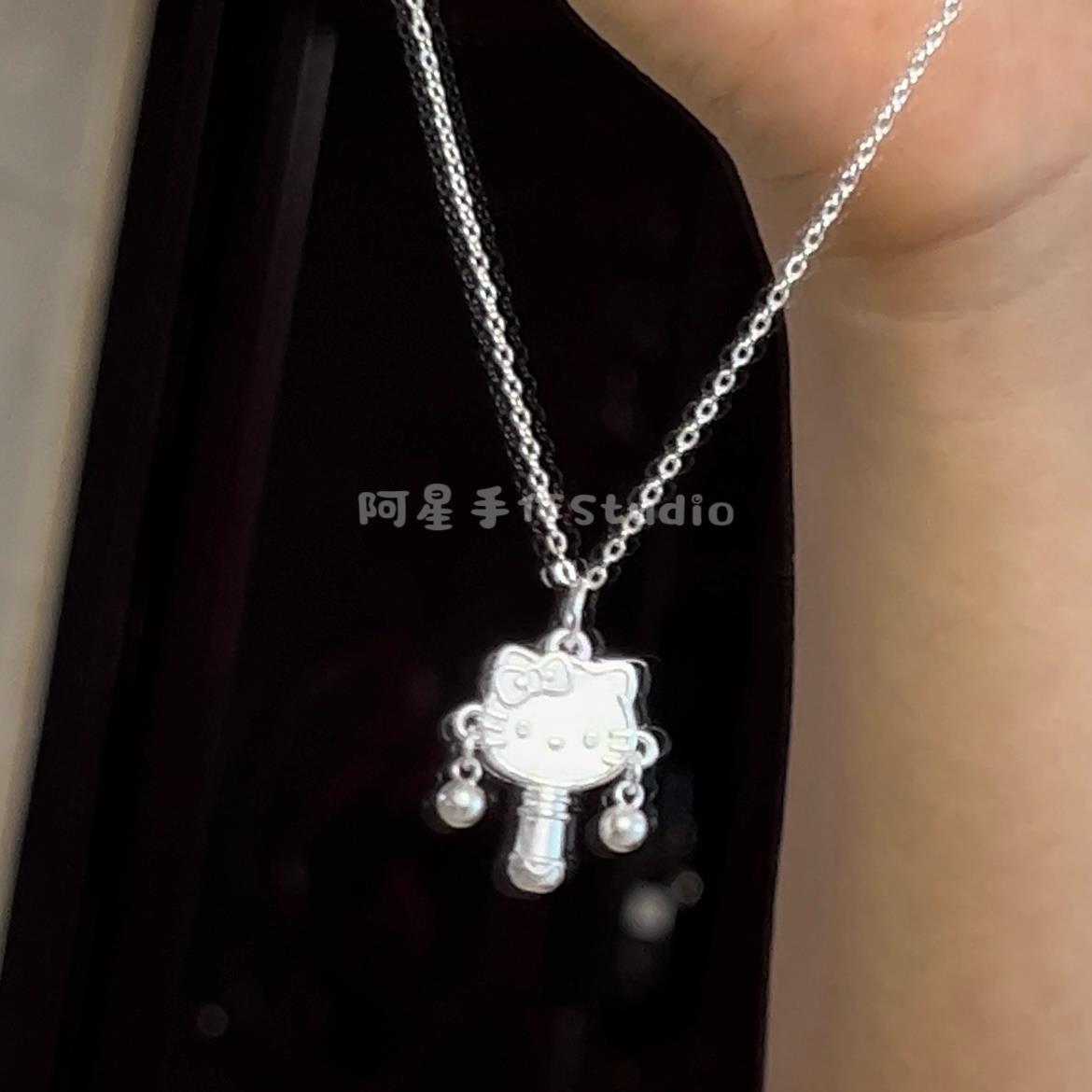 阿星手作足银999kt拨浪鼓项链