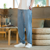 男装冰丝潮男装大码宽松裤男休闲风垂感亚麻九分长裤K07-P40，男装休闲裤，星座1109-2