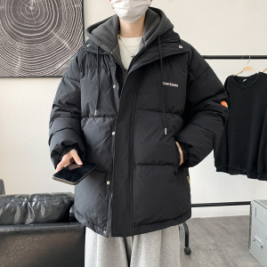 韩版宽松假两件连帽衣外套男港风休闲羽绒大码服M188-P100图片