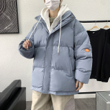 韩版宽松假两件连帽衣外套男港风休闲羽绒大码服MY3012P75，男装棉衣，星座1109-2