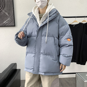 韩版宽松假两件连帽衣外套男港风休闲羽绒大码服MY3012P75图片