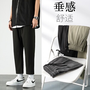K910-P20春夏裤子男士韩版潮流宽松垂感百搭运动冰丝透气休闲西裤图片