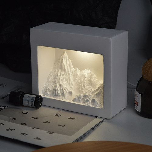 日照雪山无火香薰精油扩香石ins摆件氛围小夜灯台灯装饰新年礼物