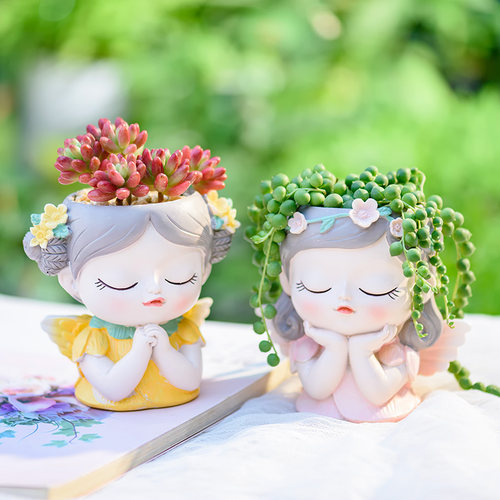 卡通少女花盆可爱多肉盆栽