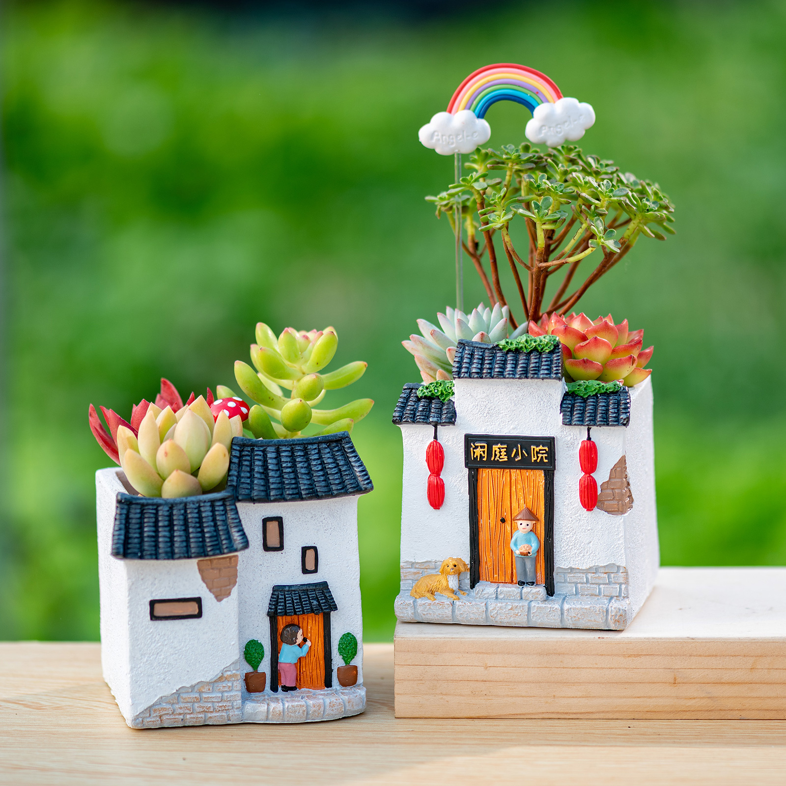 创意宏村乡村老屋复古花盆