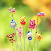 创意可爱动漫动物花插 微景观多肉盆栽摆件DIY装 饰品小花盆插件