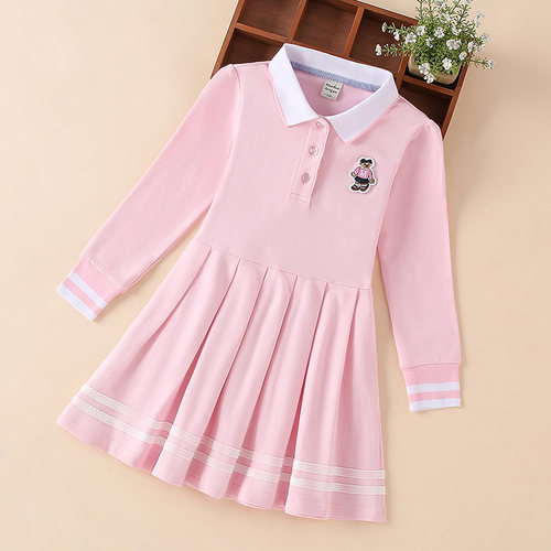 女童纯棉童装裙子长袖连衣裙春秋