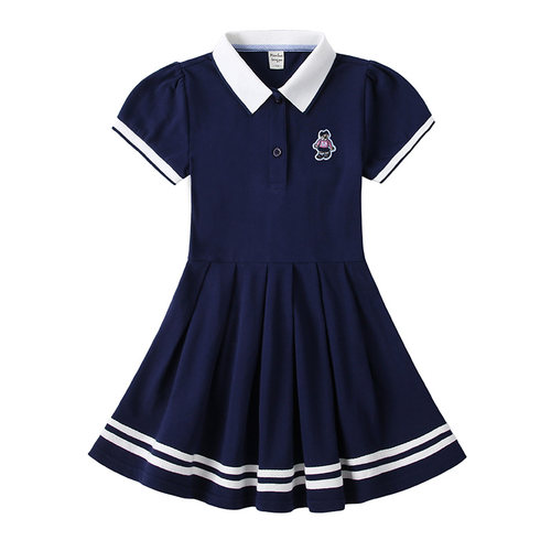 女童连衣裙学院风POLO领夏季裙子