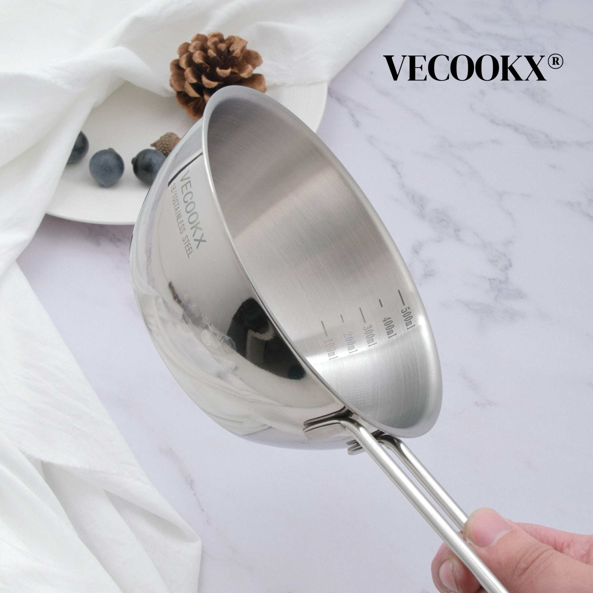 VECOOKX通体304不锈钢料理锅奶锅泼油锅多功能打蛋盆家用米酒碗图片