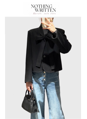 【现货】Nothing Written Narchi 100%绵羊毛飘带领双面呢大衣女