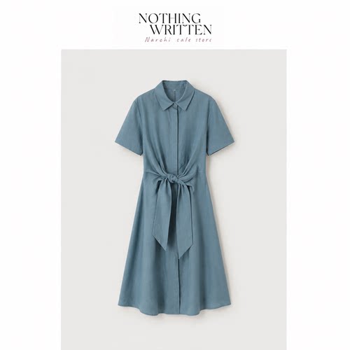 【现货】Nothing Written Narchi亚麻老钱风收腰绑带衬衫连衣裙女