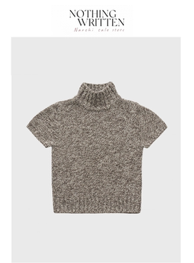 【现货】Nothing Written Narchi韩系八奶羊毛针织衫高领短袖毛衣