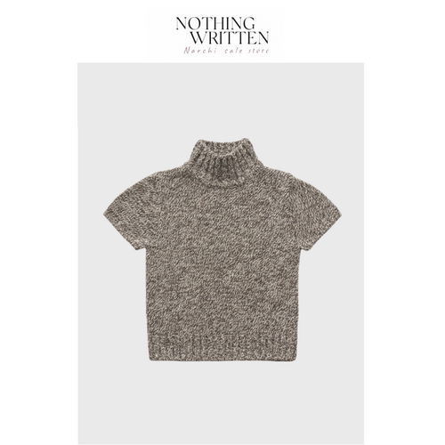 【现货】Nothing Written Narchi韩系八奶羊毛针织衫高领短袖毛衣