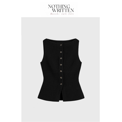 【现货】Nothing Written Narchi修身版型纽扣马甲黑色背心春新品