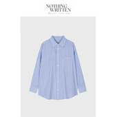 Written Nothing Narchi韩国温柔减龄撞色条纹系扣衬衫 现货