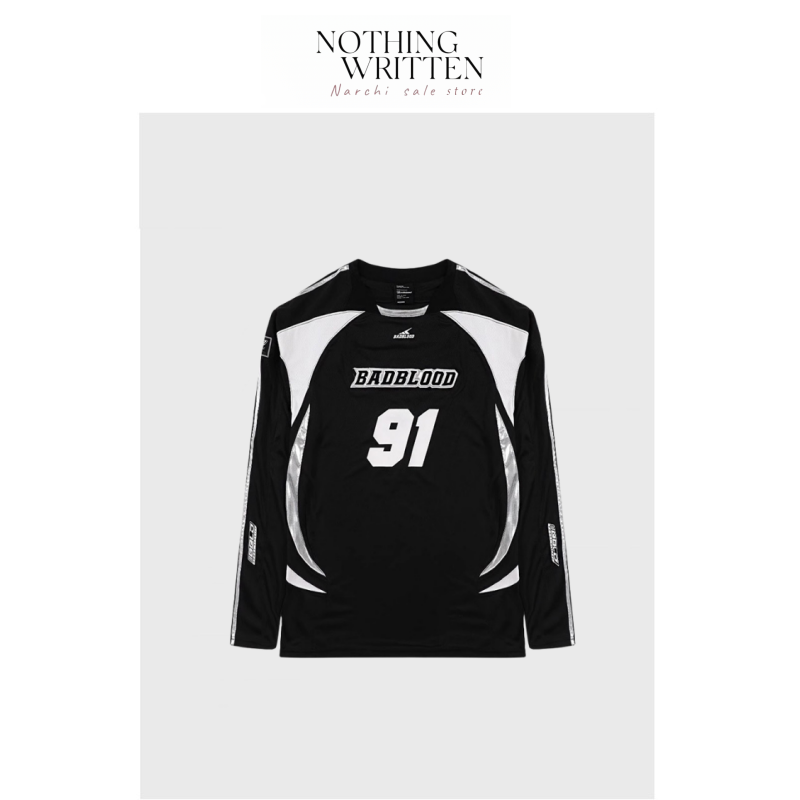 【现货】Nothing Written Narchi球衣宽松刺绣贴布拼接网眼长袖T