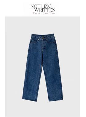 【现货】Nothing Written Narchi韩国八奶高腰直筒显瘦蓝色牛仔裤