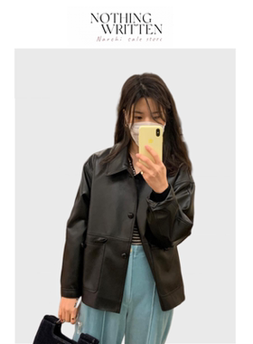 【现货】Nothing Written Narchi秋韩国蛋白小皮衣 宽松夹克外套