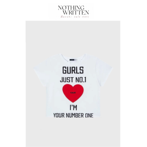 【现货】Nothing Written Narchi李惠利爱心字母印花短短袖T恤女