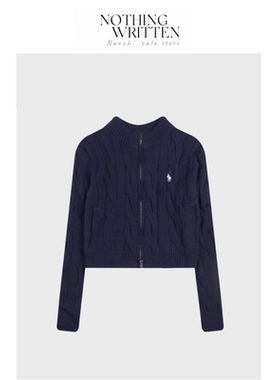 【现货】Nothing Written Narchi小马标刺绣麻花拉链毛衣开衫针织