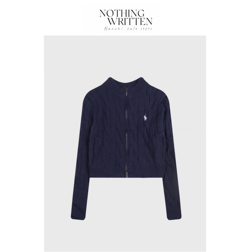 【现货】Nothing Written Narchi小马标刺绣麻花拉链毛衣开衫针织