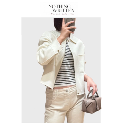 【现货】Nothing Written Narchi短款羊毛混纺翻领毛呢夹克外套女