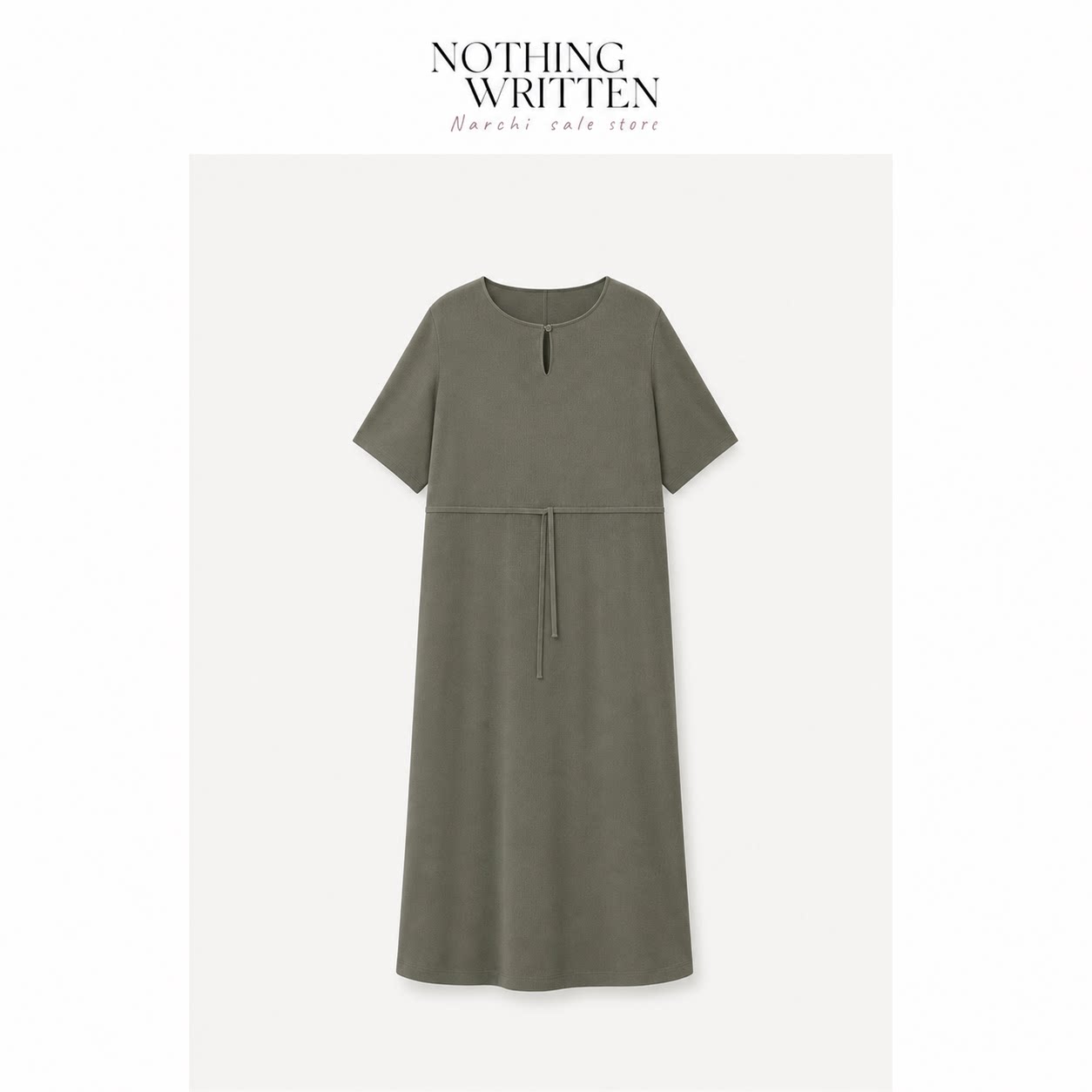 【现货】Nothing Written Narchi肌理感连衣裙女半开襟落肩袖长裙
