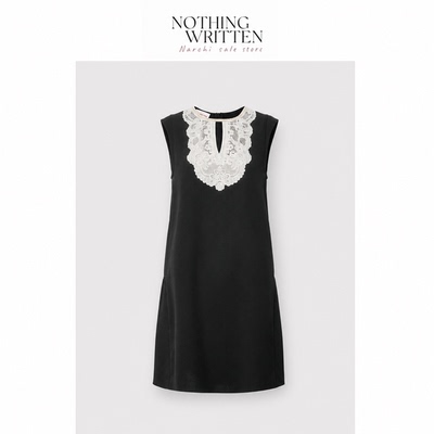 【现货】Nothing Written Narchi法式蕾丝拼接无袖连衣裙女小黑裙