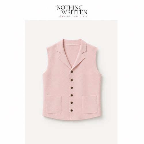 【现货】Nothing Written Narchi修身版型平驳领背心粉色马甲夏季