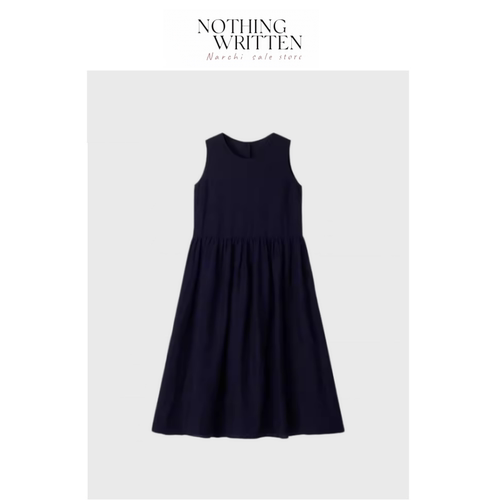 【现货】Nothing Written Narchi藏青色无袖连衣裙A字透气中长裙