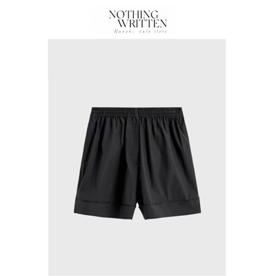 【现货】Nothing Written Narchi休闲版型松紧棉质短裤黑色夏新品