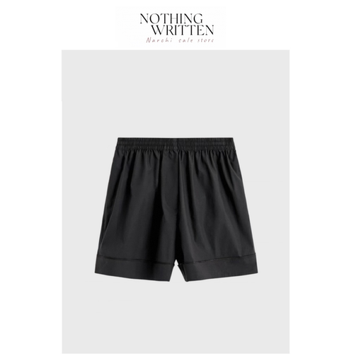 【现货】Nothing Written Narchi休闲版型松紧棉质短裤黑色夏新品