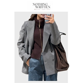 V领气质薄呢宽松西装 外套 Written Narchi新款 现货 Nothing
