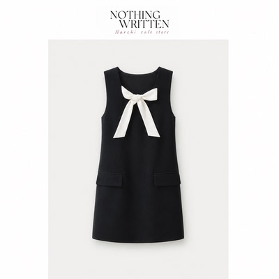 【现货】Nothing Written Narchi假两件蝴蝶结连衣裙无袖裙背心裙