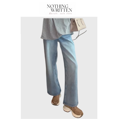 【现货】Nothing Written Narchi复古水洗牛仔裤通勤直筒阔腿裤女