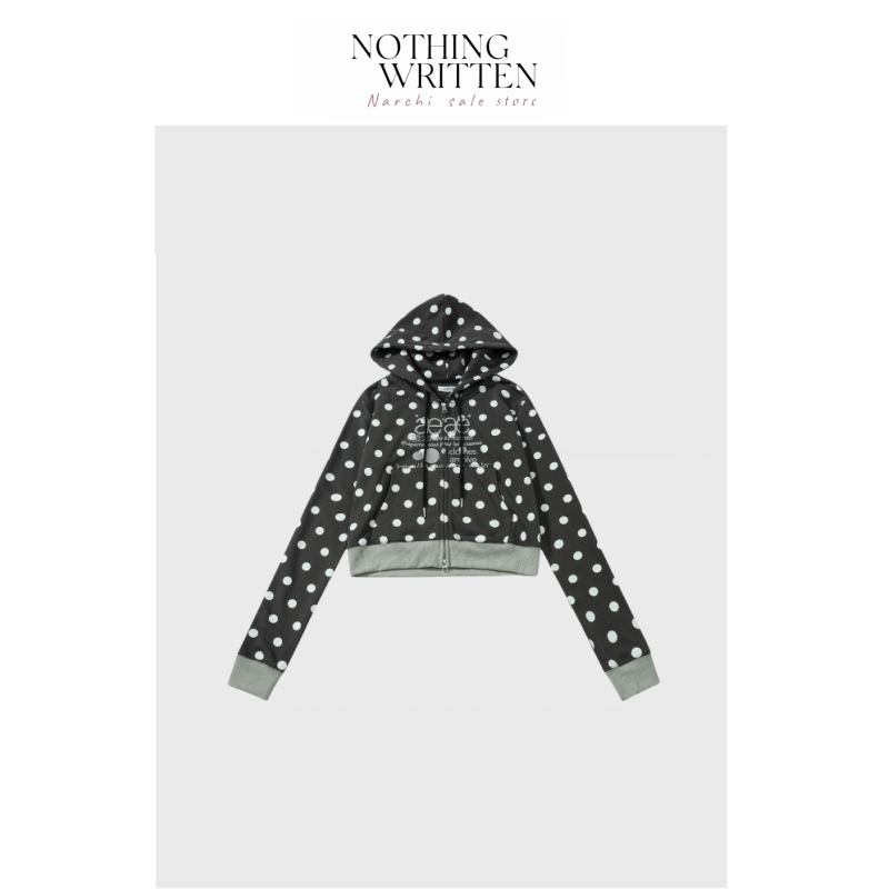 【现货】Nothing Written Narchi连帽卫衣女短款波点字母刺绣外套