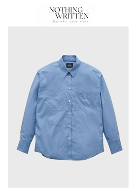 【现货】Nothing Written Narchi蓝色衬衫韩版叠穿长袖刺绣衬衣