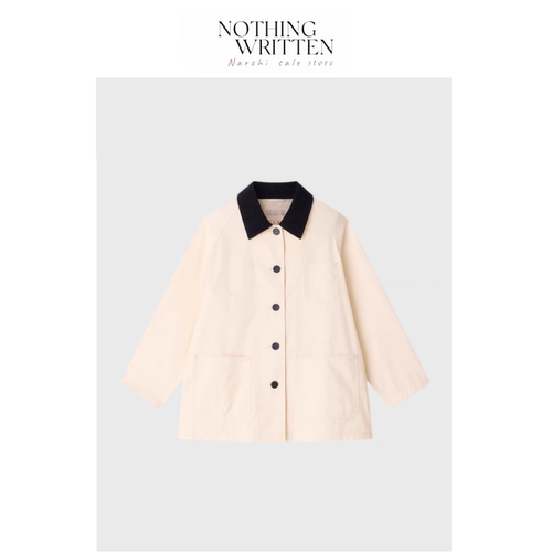 【现货】Nothing Written Narchi撞色翻领风衣宽松工装风外套上衣