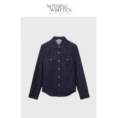 【现货】Nothing Written Narchi牛仔衬衫翻领工装口袋单排扣上衣