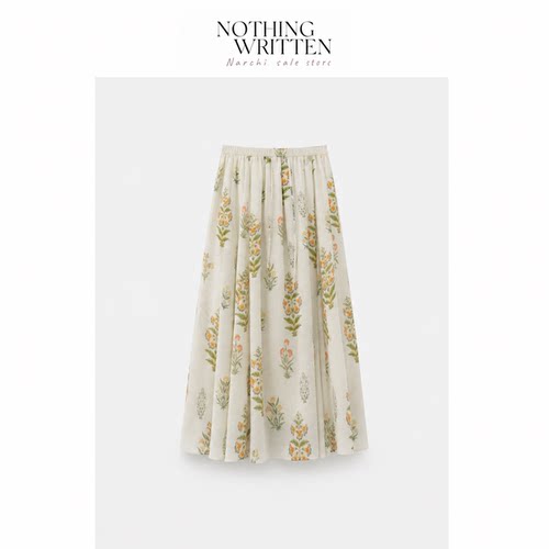 【现货】Nothing Written Narchi苎麻植物花卉半身裙碎花A字伞裙
