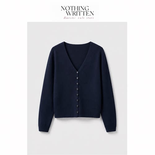 【现货】Nothing Written Narchi女装标准版型V领针织开衫藏青色