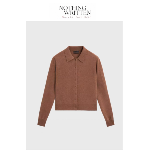 【现货】Nothing Written Narchi通勤百搭羊毛Polo领针织开衫上衣