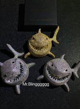 Mr.Blingggggg欧美嘻哈珠宝 6ix9ine同款满钻大号鲨鱼shark吊坠