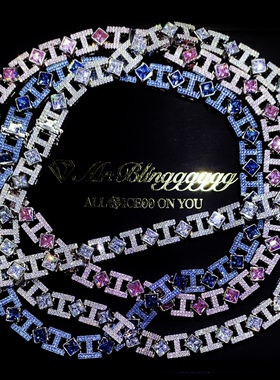 Mr.Bling情侣款蓝粉白珠宝H字链