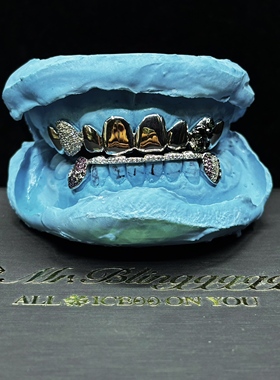 定制多元素骷髅五角星牙套Grillz