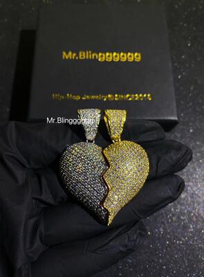 Mr.Bling情侣满钻拼接爱心吊坠
