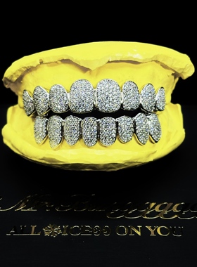 925银定制割线牙套GRILLZ满钻