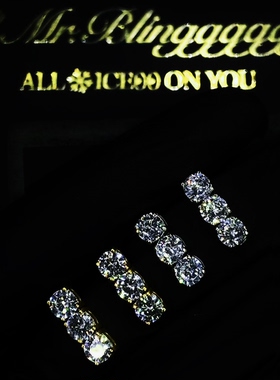 Mr.Bling精钢不掉色三钻超闪耳钉