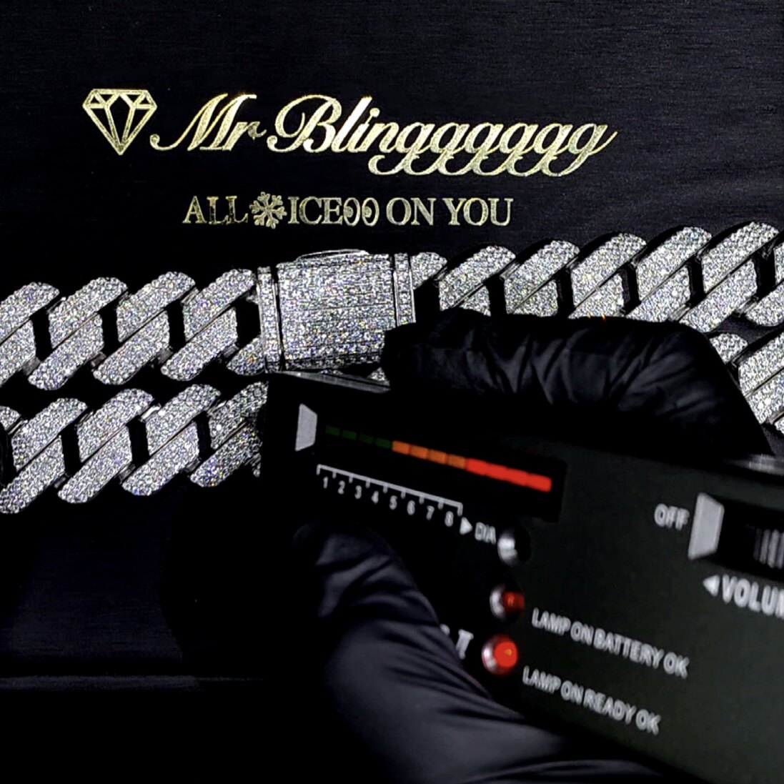 Mr.Bling纯银莫桑石可过笔古巴链