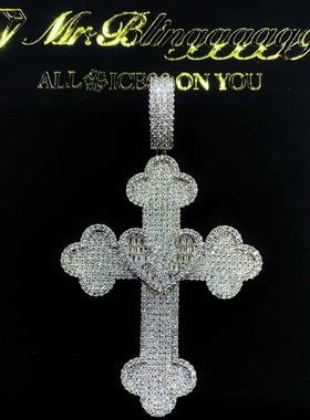 Mr.Bling情侣款混镶心十字架吊坠